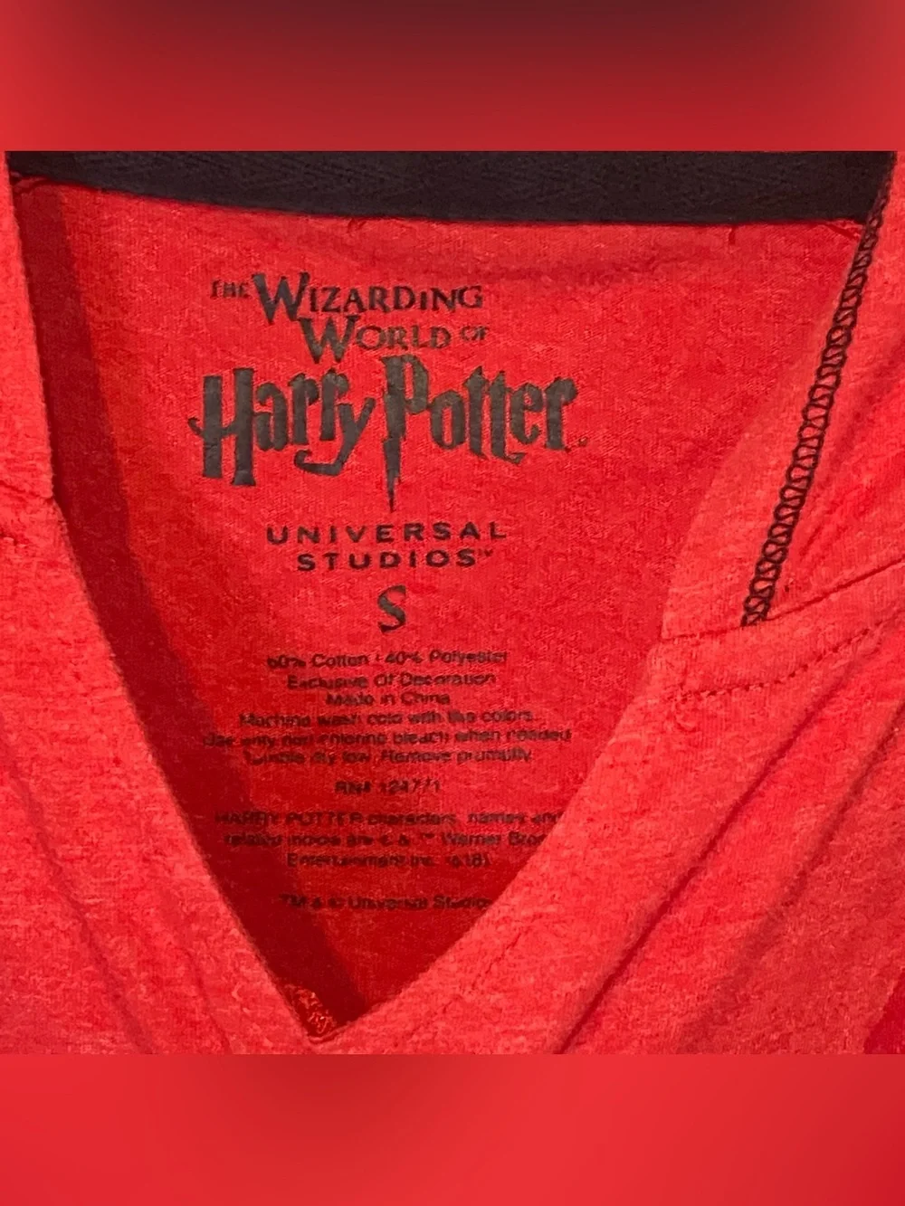 Small Harry Potter Universal Studios Dark Mark Red Hooded Long Sleeve Shirt